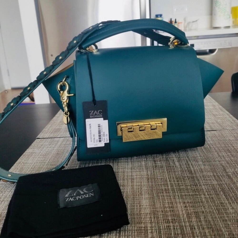 Zac Posen emerald matte leather crossbody NWT